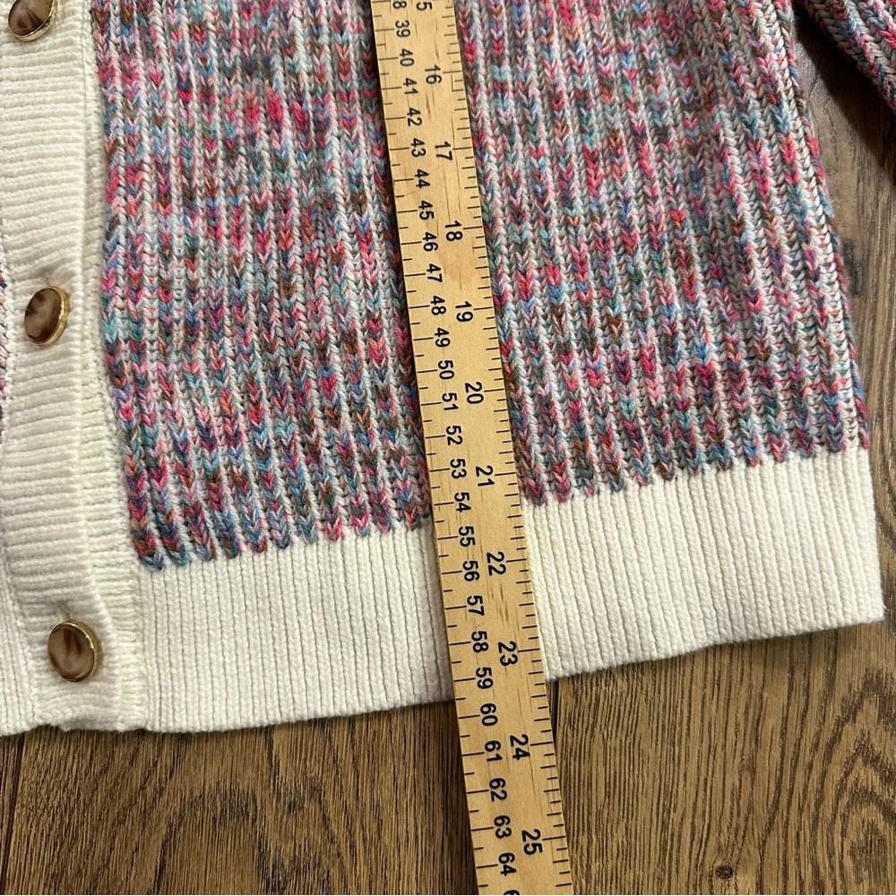 J. Crew Ladder Stitch Lady Cardigan Sweater Buttons Multicolor Cozy Size XL - Picture 5 of 8